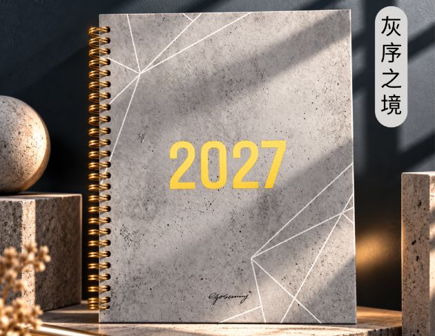 2027行事曆・線圈手帳∣週/月計畫 ‧ 工作日誌 [ 灰序之境 ] [ 大 ] 1