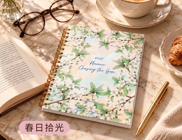 2027行事曆・線圈手帳∣週/月計畫 ‧ 工作日誌 [ 春日時光 ] [ 大 ] 1