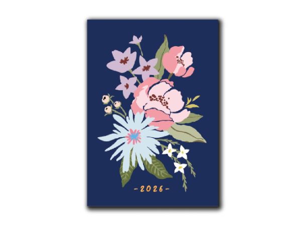 【預購】花開時刻2026麻布精裝日誌手帳_週/月計畫筆記本_午夜紫花