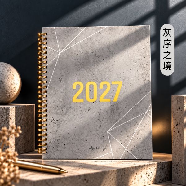 2027行事曆・線圈手帳∣週/月計畫 ‧ 工作日誌 [ 灰序之境 ] [ 大 ]